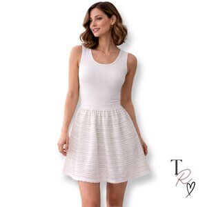 W by Worth Textured Sleeveless Fit & Flare Dress Ivory White Size 4